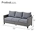 SUNSITT Outdoor Patio Couch Sofa, All Weather Wicker 3 Seater Couch, Outdoor Seating Patio Furniture Sofa with Grey Olefin Cushion for Balcony Porch Deck