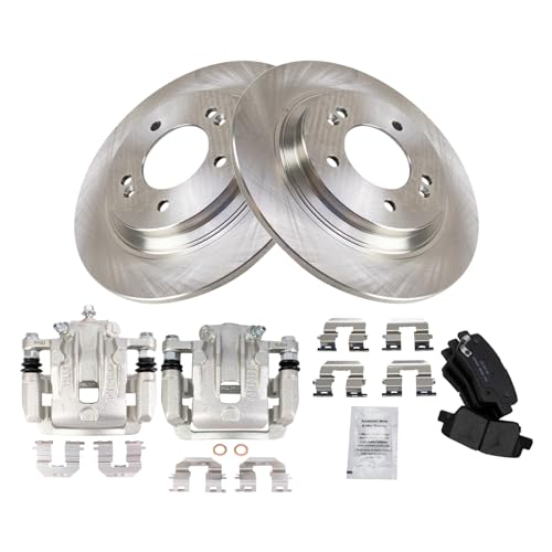 Image of TRQ Rear Brake Pad and Rotor Set Ceramic Rotors Calipers