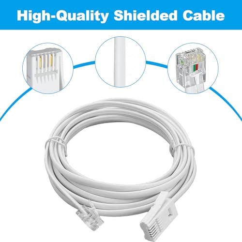 1 Pcs 5-Meter BT to RJ11Cable, Telephone Cable PhoneCable for Landline ADSL Modem Cable, BT Telephone to RJ11Cable for Landline, Router, ADSL Broadband, Fax, Sky Box, Virgin Media (White 6P2C) - Image 2