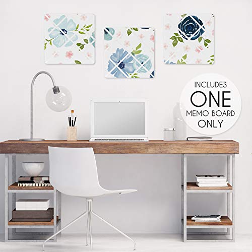 Sweet Jojo Designs Navy Blue And Pink Watercolor Floral Fabric Memory Memo Photo Bulletin Board - Blush, Green And White Shabby Chic Rose Flower #TOP1