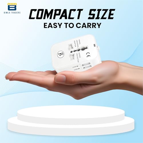 Image of Btag Universal Travel Adapter All-in-One Worldwide Plug Adapter, International with Dual USB Ports (2U - 1A), Multi-Country Power Outlet, Compact Adapter (100-240V)(White)