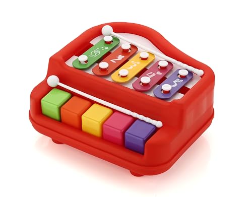 Image of Xylo Piano for Toddlers 1-4 Years | 2-in-1 Xylophone & Piano Musical Toy | 5 Colour Keys + 2 Mallets | BIS Certified, Non-Toxic, Made in India | First Musical Instrument (5 Keys