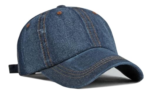 Vintage Distressed Jean Hat, Light Acid Washed Denim, Adjustable Clip