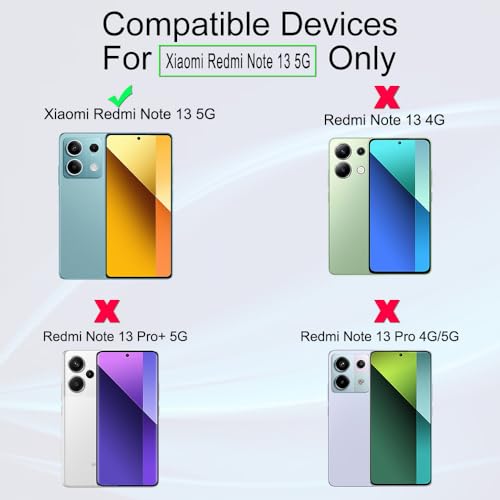 Image of Ibywind For Xiaomi Redmi Note 13 5G 6.67 inch, 2 Pack Screen Protector, 9H Hardness Tempered Glass[Military-Grade Protection],With 1Pc Camera Lens Protector,1Pc Back Cover,[Anti-Scratch][Anti-Shatter]