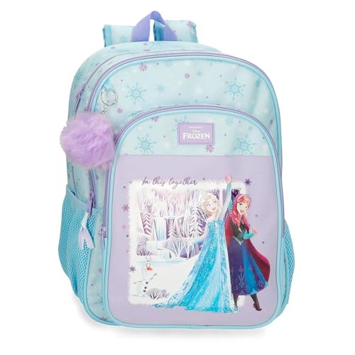 Mochila escolar Frozen Disney lila con doble compartimento adaptable a carro de Joumma