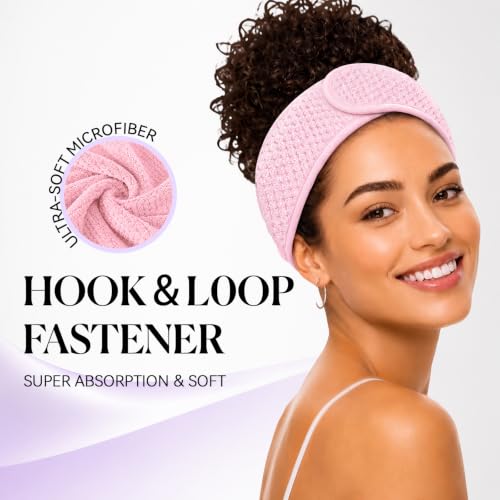 2Pcs Spa Headband for Washing Face – Terry Cloth Headbands for Women, Face Wash Headband, Adjustable & Washable Hair Band, for Makeup, Face Mask, Shower, Facials, Keep Hair from Getting Wet (S-M) - Image 2