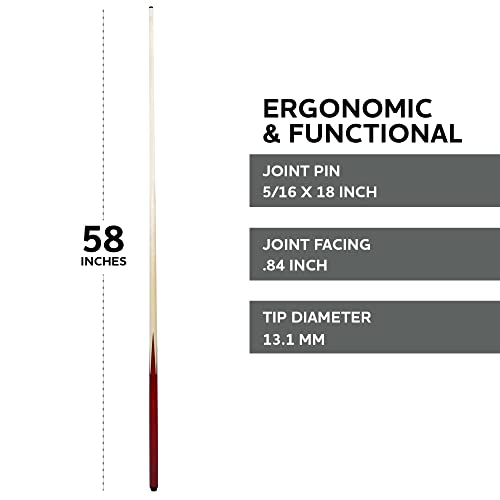 Imperial Vision Sneaky Pete 2-Tone 58 Inch Maple 2-Piece Premium Billiard Cue Pool Stick, Red, No Collar #TOP3