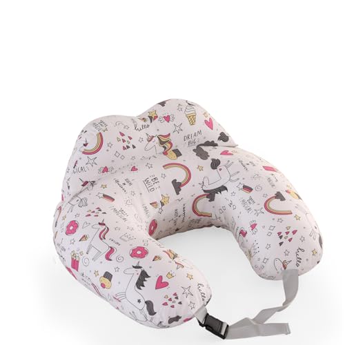 Nursing Pillow, Multifunctional Breastfeeding Pillow with Adjustable Waist Belt, Nursing Pillow with Safety Fence, U-Shaped Multifunctional Pregnancy Pillow, Baby Sitting Support (Rainbow Donut)