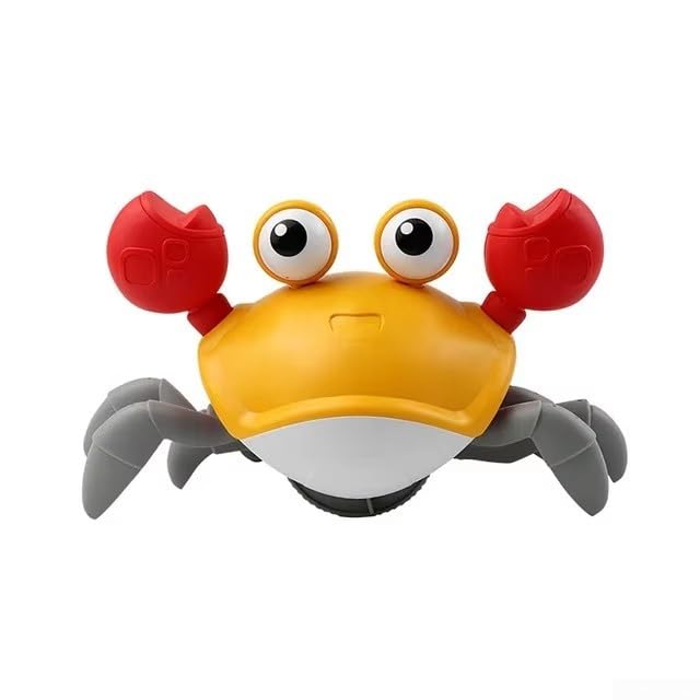 Musical Dancing Crab Toy, Interactive Rechargeable Crawling Robot with Lights and Auto-Sensing, ABS Educational Play for Kids(Orange)