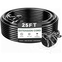 Blackcow Outdoor Power Extension Cord,25 Ft,IPX6 Waterproof, Cold Weather & Fireproof, Heavy Duty 3 Prong Cable,18AWG 125V 10A,FCC/ETL Certified for Outdoor/Indoor Use