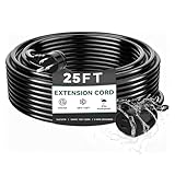 Blackcow Outdoor Power Extension Cord,25 Ft,IPX6 Waterproof, Cold Weather & Fireproof, Heavy Duty 3 Prong Cable,18AWG 125V 10A,FCC/ETL Certified for Outdoor/Indoor Use