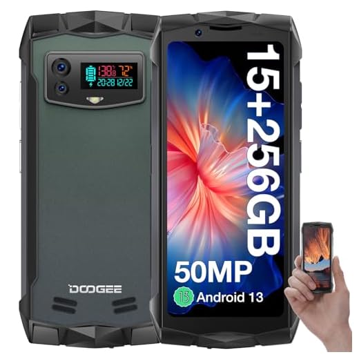 DOOGEE Smini Rugged Smartphone, Mini Telefono 4.5'' QHD+, Android 13 Telefono Robusto, Helio G99 Octa Core, 15GB+256GB, 50MP AI Fotocamera+ 8MP, Batteria 3000mAh 18W Fast Charge, Face ID/GPS/NFC/OTG