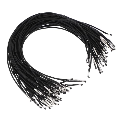 Patikil Cordón Elástico, 50 Pcs Cuerda Redonda Elástica De 2 Mm Con Cierres De Púas Metálicos Para Sombreros, Máscaras, Menús Y Libros De Manualidades, Negro 32.5 Cm