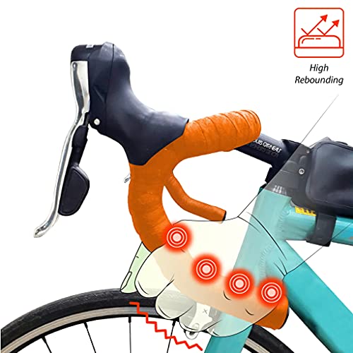 Skwi: Ki Skwiki Road Bike Handle Bar Tape, Adherent Pu Leather, Gripy, High Rebound, Breatheable, Multi-Layer Structure (Orange) #TOP2