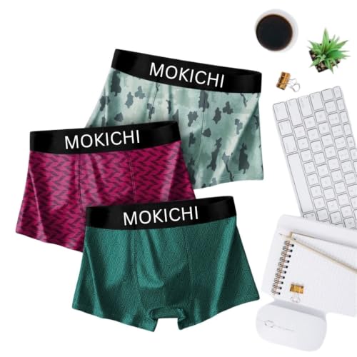 Image of Men's Microfiber Printed Boxer Briefs for Men | Ultra Soft Breathable Stretch Trunks | Moisture Wicking Comfort Fit Innerwear | Elastic Waistband | Assorted Prints | Pack of 3
