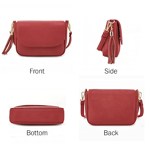 Image of EVVE Small Crossbody Bags for Women Trendy Flap Saddle Purses with Tassel Vegan leather Shoulder bag