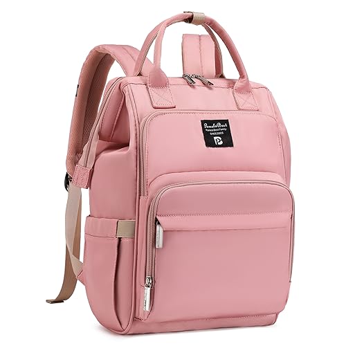 Pomelo Best Sac à Dos à Langer Bébé en Oxford Imperméable - Sac à Langer Maternité Multifonction avec Matelas à langer, Sangles de Poussette Détachable Rose Clair