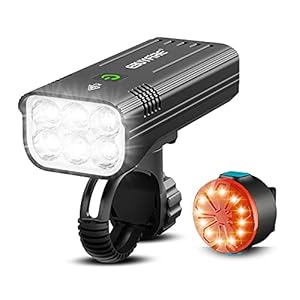 EBUYFIRE 3000 Lumen USB Oplaadbare Fietsverlichting Set, 6 LED Super Heldere Fiets Koplamp Voorlichten en Achterlicht, 5…