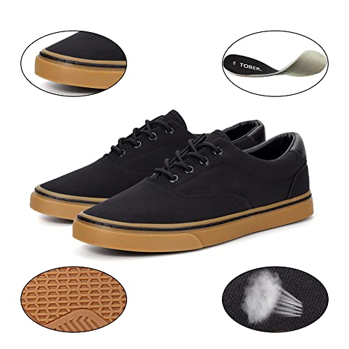 Men's Black Classic Low Top Shoes Canvas Fashion Sneaker With Soft Insole Causal Dress Shoes For Men Comfortable Walking Shoes #TOP3
