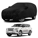 Sulfar 100% Water Resistant Car Body Cover Compatible with Mirror for Nissan Patrol (Triple Stitched, Full Bottom Elastic, Black)