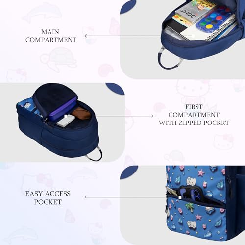 Image of F Gear Brio Kids Backpack|Water-Resistant Polyester|2 Spacious Compartments with Front Pocket & Bottle Holder Adjustable Shoulder Straps|Durable YKK Zippers