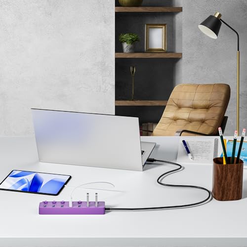 Image of ONFINIO USB Hub 3.0, 7-Port USB Hub Splitter with Individual On /Off Switches and Lights, 3.2ft /1m Long Cable Compatible with MacBook, Laptop, Surface Pro, PS4, PC, Flash Drive, Mobile HDD-Purple