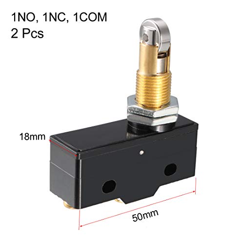 Uxcell 2Pcs Z-15Gq21-B 1No + 1Nc Panel Mount Roller Plunger Micro Limit Switch, Screw Terminal #TOP1