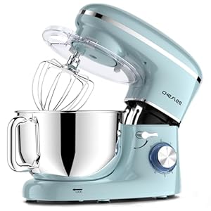 CHeflee Stand Mixer, 600W 6+P Speeds With 6QT Stainless Steel Bowl,Dough Hook, Wire Whip & Beater,for Most Home Cooks,Blue
