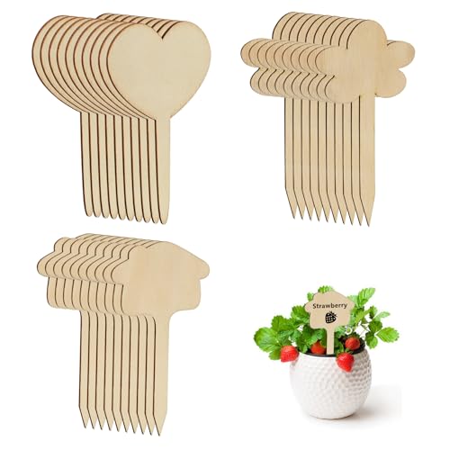 Bekecidi Etiquetas para plantas, 30 etiquetas de madera para plantas, marcadores de jardín impermeables para plantas en maceta, invernaderos y hierbas, etiquetas reutilizables de bambú para plantas