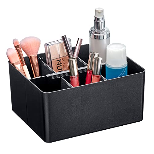Amazing Abby - Glamour - Acryl-Make-up-Organizer mit 6 Fächern, schwarzer Kunststoff-Halter, perfekte Aufbewahrungslösung für das Badezimmer, für Make-up-Paletten, Make-up-Pinsel und mehr Cover
