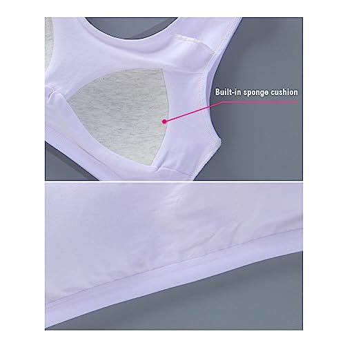 Katutude 4 Pack Seamless Sports Bra Girls Training Bra with Pads Breathable Cotton Bras Stretch Bralette for Girls 8-14 Years3