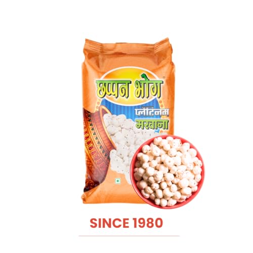 Image of Chappan Bhog Platinum Makhana 250g | 6+ Suta Jumbo Foxnuts (Phool Makhana) | Premium Raw Makhana (Lotus Seeds) | High Protein, Gluten Free Healthy Snack | Ready to Eat | Fasting and Evening Diet Snack