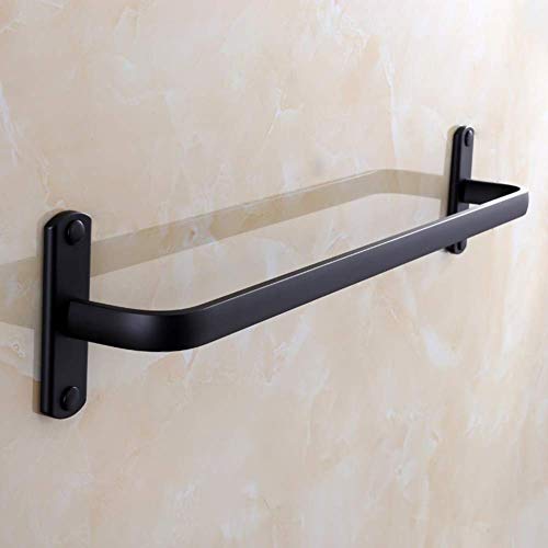 Toallero negro de aluminio de 40cm sin taladro para baño 6