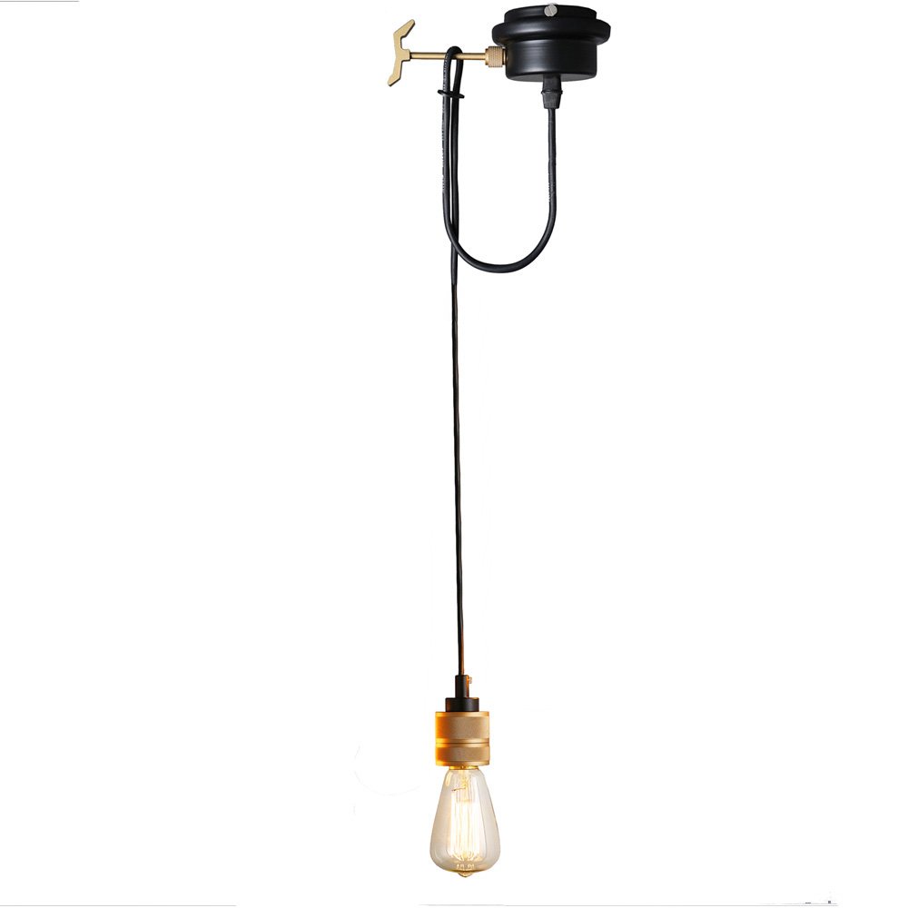 HJXDtech- Industrial Vintage Hanging Pendant Light Kits Including E27 Screw Bulb, Modern Retro Style Brass Lamp Holder 2 Meter Cord Adjustable Ceiling Lamp