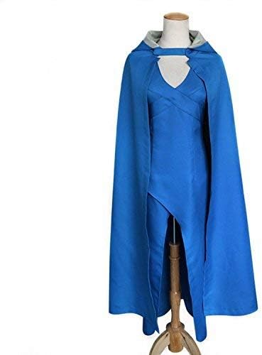 Halloween Daenerys Targaryen Costume Mother of Dragons Blue dress with cape