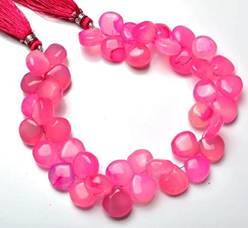 Calcédoine rose perles coeur 10-11mm de qualité supérieure pour haute joaillerie