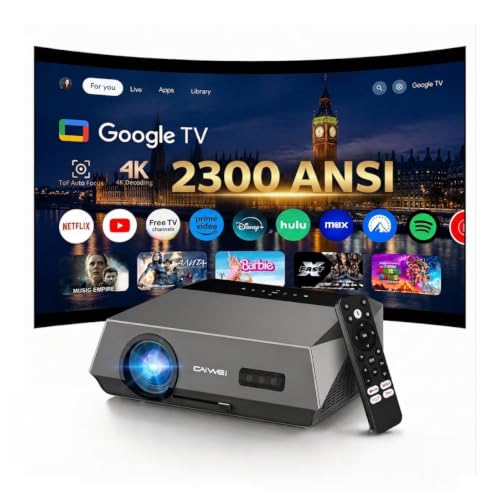 Google TV Daytime Projector 4K 2300ANSI | 38W Dolby Audio, ToF + CMOS Autofocus, Wi-Fi 6 and Bluetooth, HDMI ARC, 1.2 Short Throw, Google Play Store for Bright Room Outdoor Movie Night