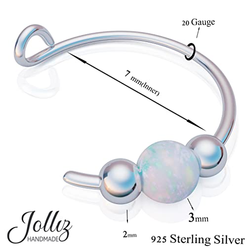 Opal Faux Nose Ring - 20 Gauge 925 Sterling Silver Faux Opal Nose Piercing Hoop #TOP4