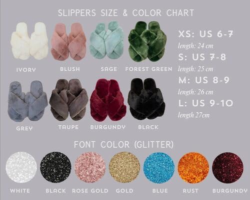 Miniatura 9 de Name Customization Fluffy Slippers - Christmas Gifts for Women - Bridal Party Gifts - Personalized Christmas Gift Box Ideas for Mom, Girlfriend -