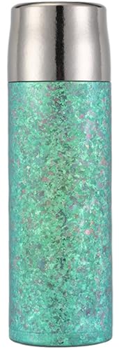 Vzqr 純チタン マグボトル 真空断熱 保温保冷 軽量 直飲み 茶こし付き 茶水分離 ティーカップ 水筒 魔法瓶 携帯用 シルバー アウトドア キャンプ 登山 オフィス向け (グリーン)