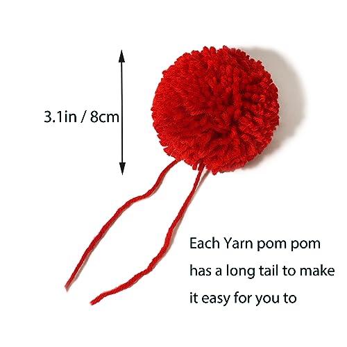 XFYUZR Yarn Pom Poms for Hats Giant Pom Pom Ball 8CM-3INCH Party Supplies Handmade Craft Decorative Accessories (Red)