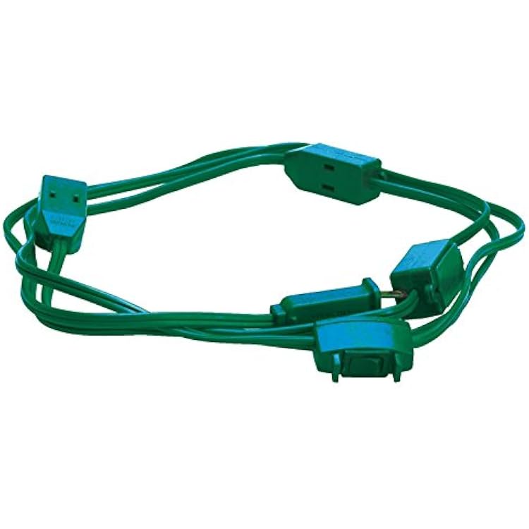 Woods Light Duty Extension Cord, 15Ft, 18/2, SPT-2, Indoor Household Cord, 9 Outlets, Green, 2189
