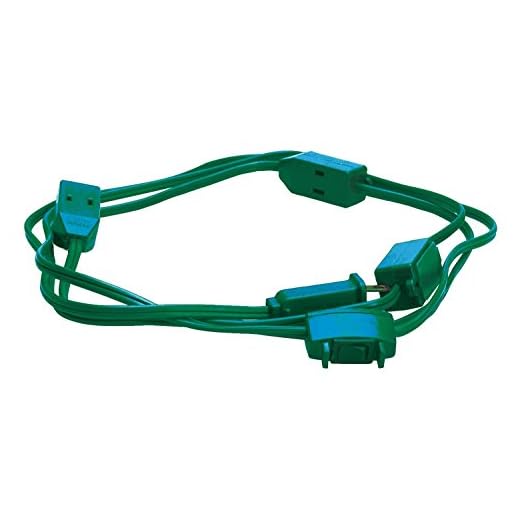 Woods 2189 Extension Cord For Christmas Or Holiday Lights With 9 Outlets For Indoors (15 Ft, Green)
