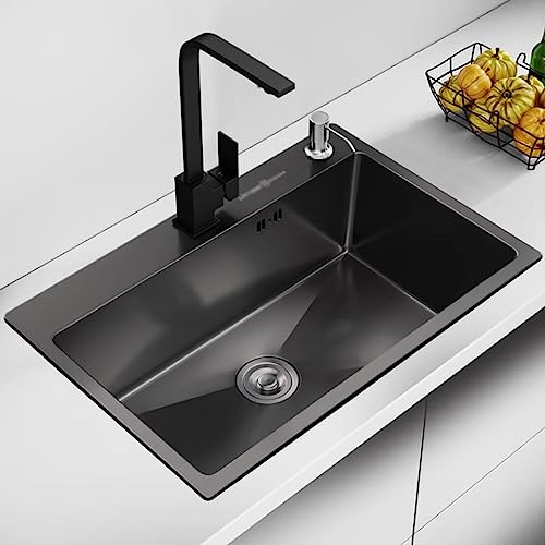 Robinet carré noir évier de cuisine en acier inoxydable pour éliminer les fuites