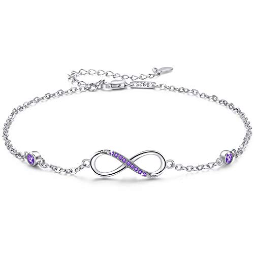 Image of MEDWISE Womens Infinity Anklet Bracelet 925 Sterling Silver Endless Love Symbol Ankle Bracelet Adjustable Plus Size Large Bracelet Gifts for her Mother's Day Gifts