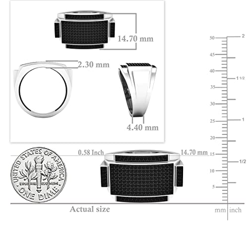 Dazzlingrock Collection 0.45 Carat (Ctw) Sterling Silver Round Black Diamond Men's Hip Hop Pinky Ring 1/2 Ct, Size 10 #TOP4