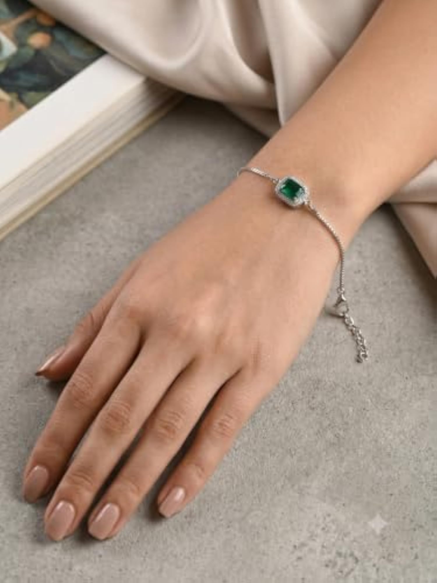 SILVERBLING 925 Sterling Green Onyx Bracelet