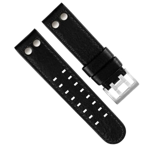 Bracelet de montre kaki en cuir véritable pour style montre aviation