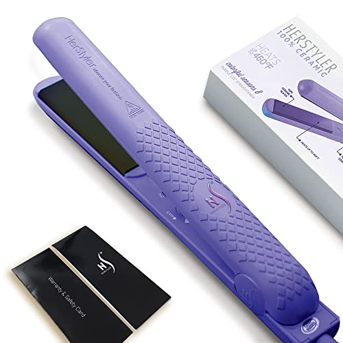 Herstyler Colorful Seasons Flat Iron - Travel Friendly Dual Voltage Flat Iron 1.25 inch - Ceramic Dual Voltage Hair Straightener - Purple Straightening Iron with Negative Ion Technology To Fight Frizz