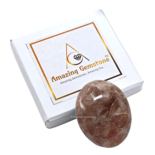 Image of Amazing Gemstone Strawberry Quartz Crystals and Healing Stones - Large Palm Stone Crystals Piedra - Crystal for Good Luck, Positive Energy, Meditation - Unique Stocking Stuffers Gifts for Women, Men